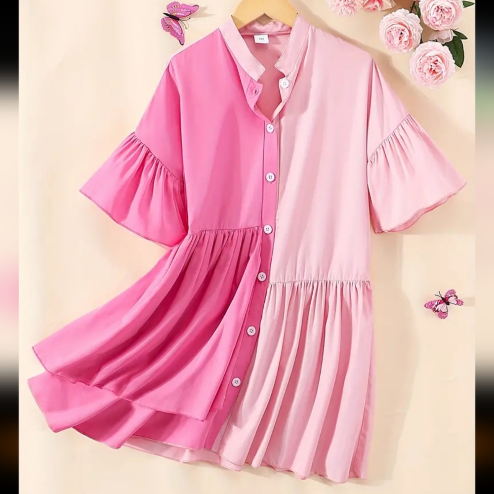 ✨SOLD✨ CROSSPOST❤️💙🤍Girl's colorblock dress